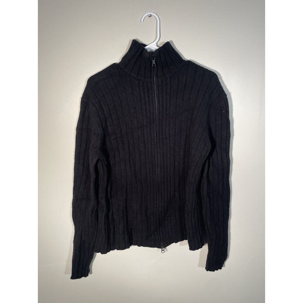 Banana Republic Sweater Men Large Black 1/4 Zip Pullover Cashmere‎ Long Sleeve